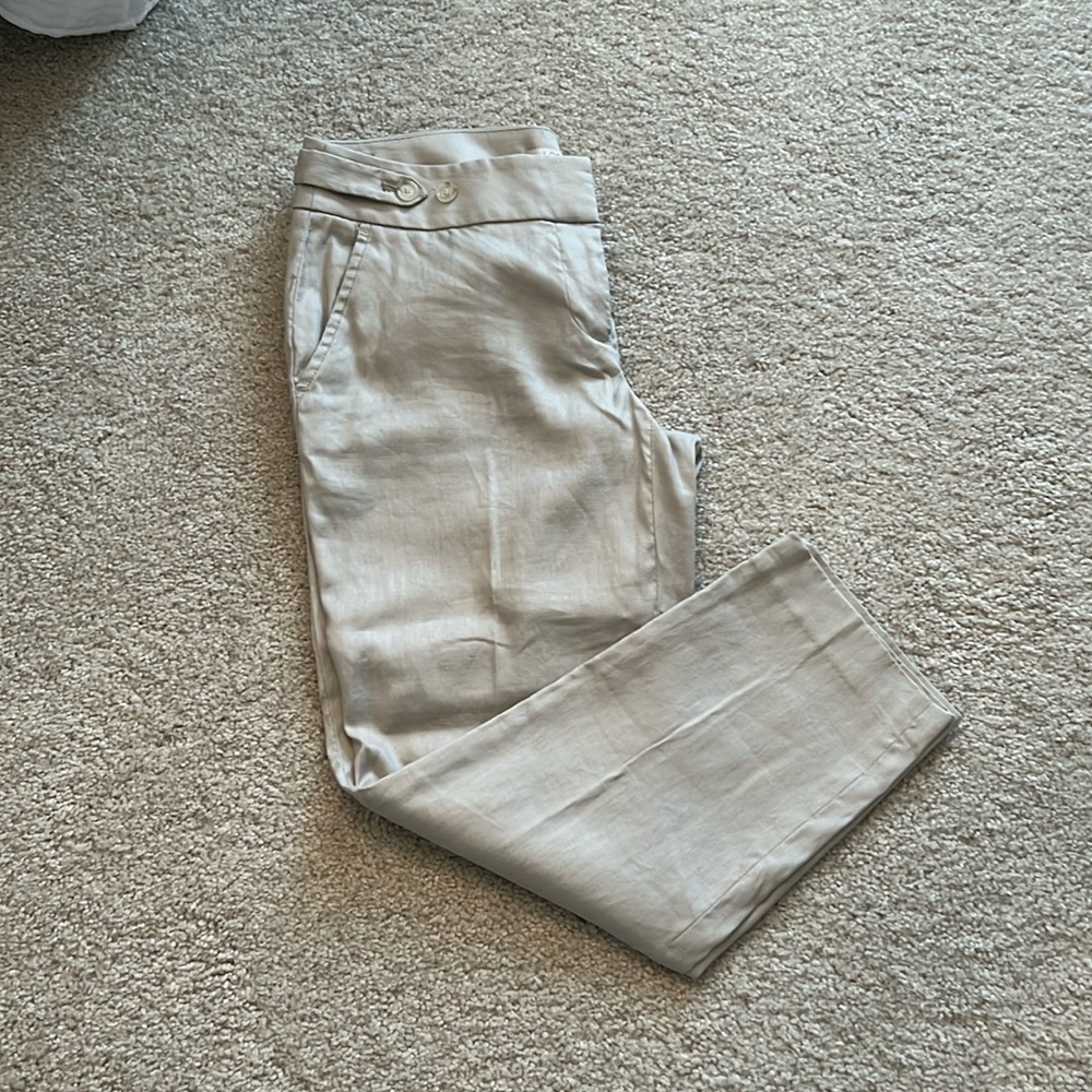 Loft linen blend khaki capri dress pants